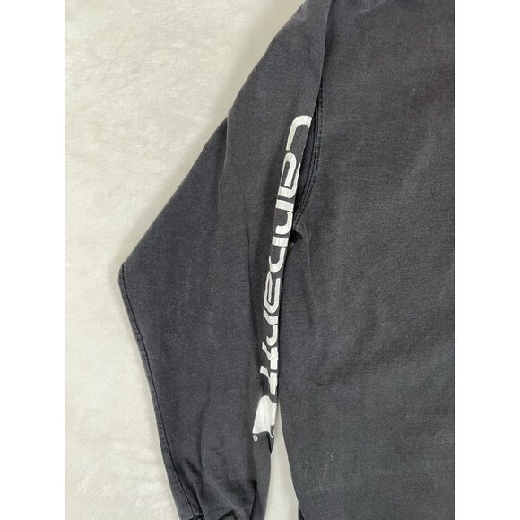 Vintage Carhartt Black Long Sleeve T-Shirt Size Medium Sleeve Spell Out Faded - Picture 9 of 9